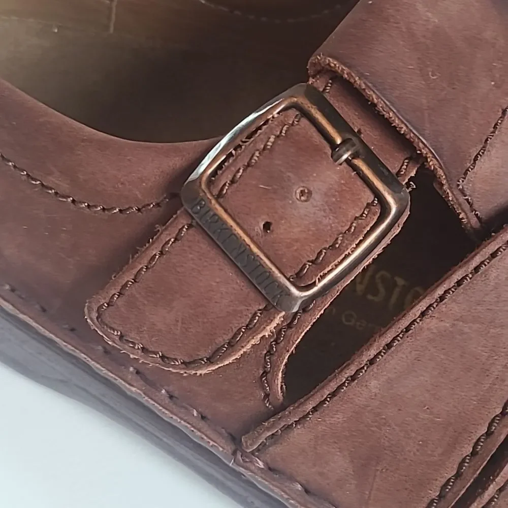 Footprints Birkenstock Madeira Brown Leather Fisherman Shoes Unisex Size EU 42